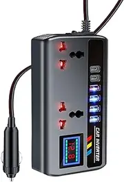 Vehicle Powers Inverter – 2 AC Outlet Adapter, 3 USB Port Charger | Heavy Duty 12V to 220V Inverter Providing Stable Electricity During Road Trips, Camping Events, Car Maintenance Or Outdoor Usage