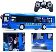 Remote Control City Bus Transport Toy Car One-Button Auto Opening Doors Headlight Taillight w/Sound for Kids 6+