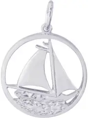 Sterling Silver Sailboat In Circle Charm by Rembrandt