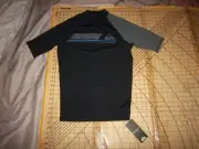 MENS QUICKSILVER LARGE BLACK/BLUE/GRAY LS COMPRESSION UPF SHIRT - NWT