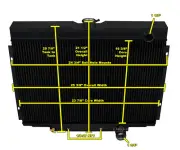 WR 3 Row Black Finish Radiator Lowhose Pass 24" for 1967-1970 Mercury Cougar XR7 (for: Ford)