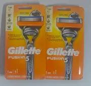 Gillette Fusion 5 Men's Razor Set of 2 = 2 Handle + 2 Blade Refills Cartridges