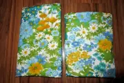 Vtg Bloomcraft Screen Print Fabric Turquoise Yellow Green Spring Floral 5 Yards