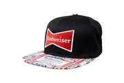 Budweiser Beer Label Brim Adjustable Snapback Hat