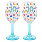 2PK Gibson Gifts 30 Birthday Party Wine Glass Toasting Tumbler Drinkware Blue