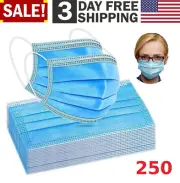 250 Disposable Face Mask Non Medical Surgical 3-Ply Earloop Mouth Cover USA