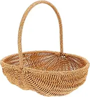 Luxshiny Wicker Basket Small, Woven Storage Basket with Handle Flower Girl Basket Picnic Harvest Willow Rattan Watermelon Fruit Candy Storage Basket Wedding Party Decor A