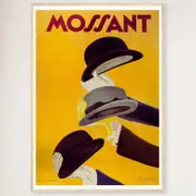Galrie Mossant Hat Company Vintage Framed Advertising Poster for Home Décor Art Print, Wood Frame, A0 84 x 119cm (33 x 47inch)
