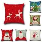 Xmas Throw Pillow Case Christmas Cushion Cover Cotton Santa Tree Deer