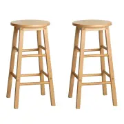 Wooden Bar Stools With Round Seat Light Wood Tone