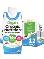 Orgain Organic Vegan Plant Based Nutritional Shake, Vanilla Bean 11 Fl Oz, 12-Pk