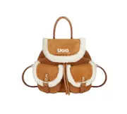AUSTRALIAN SHEPHERD® Women Fluffy Wool Adjustable Strap Drawstring Charlie Backpack - Chestnut / AU Ladies One Size / AU Men One Size / EU One Size