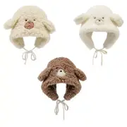 Bear Earflap Hat Bear Ear Hat Bomber Hat Ear Hat Plush Trapper Hat