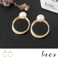 在飛比找momo購物網優惠-【INES】韓國設計時尚圈圈珍珠造型耳環(圈圈耳環 珍珠耳環
