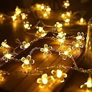 6M 40LED Flower Fairy Lights Battery Operated Indoor String Lights Cherry Blossom Lights Waterproof Decoration for Camping,Garden Fence,Birthday,Easter,Christmas,Wedding Party,Bedroom (Warm White)