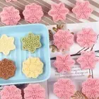 Plunger Plastic Cookie Cutter 3D Snowflake Christmas Biscuit Mold Baking Mould