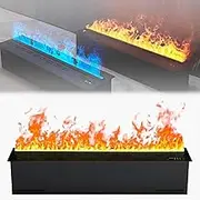 3D Atomizing Decorative Fireplace 7 COLOR Water Vapor Fireplace Adjustment, 3D Atomized Fireplace Built-in, Brushed Stainless Steel, LCD Display/Remote Control, Decoration Table Top Fireplaces(80cm/31