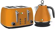 Vintage Electric Kettle and Toaster SET Combo Deal Stainless Steel Orange Mango