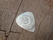 sterling silver guitar pick - playable with sun and moon - hammered guitar pick