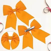 [VNDKGN] 2Pcs Orange Headband,Spiral Pattern Orange Hair Accessories Bow,Long Ribbon With Metal Hair Clipbarrettes Fastener,Kids DIY Sewing Craft,Decor Garland Ribbons Crafting,for Women and Girls Hairpins