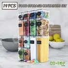 14Pcs Plastic Food Storage Canisters Set Rice Box Pantry Airtight Organization