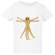 The Vitruvian Man Leonardo Da Vinci White T-Shirt Tee Baby Toddler Kids Boy Girl