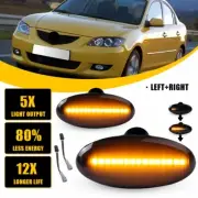 Dynamic 2X Amber Lens Smoked Side Marker Turn Signal Light For 2011-2014 Mazda 2