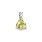 Sterling Silver w/ Flash Gold-plate Accent Lemon Quartz Pendant