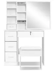 [Artiss] Dressing Table Stool Mirror in White
