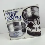Progressive Set of 3 Springform Cake Pans Sizes 8½” 9½” & 10” New in Box