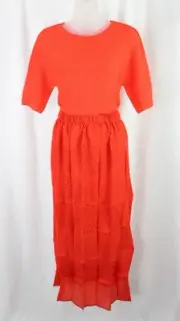 Alpha60 Women's Red Rune Pleated Top Maxi Skirt Set Size L NWTS
