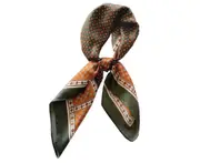 S91 70cm Green Geometric Flower Silk Scarf Square Scarf Spring and Autumn Thin Decorative Neck Protector Dress Scarves Female