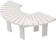 Outdoor Half Round Bench, Solid Wood Slatted Seat Wrap Around Park Benches, Semi Circle Tree Surround Seating, Garden/Patio/Porch/Lawn White Furniture Seat(Half Round)