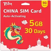 TSIM China Sim Card 30 Days 5GB High Speed Data Only SIM | Hotspot Sharing Allowed | Plug & Go Auto Activating!