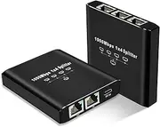 YEZriler Ethernet Splitter 1 to 4, 1000Mbps Aluminium LAN Splitter Network Switch Either Network Splitter with USB C Power Cable, Gigabit RJ45 LAN Network Extension for Cat8/7/6/5e/5 Cable