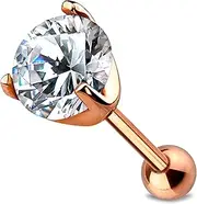 [Stachelkleid] Barbell Labret Piercing Cubic Zirconia Chriurgenic Steel 316L Rose Black Gold Round Ball 1.2 mm Helix Tragus Lobe Stud Earrings Universal Conch Chic Shiny Thread Inside