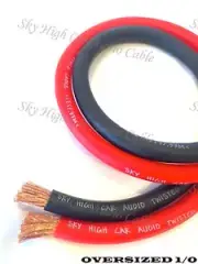 10 ft 1/0 Gauge AWG 5' BLACK & 5' RED Oversized Power Ground Wire Sky High