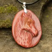 CA01103# Hand Carved Horse Succor Creek Jasper Pendant Bead Gemstone