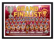 Framed 2024 Brisbane Lions AFL Premiers Grand Final Poster - 84cm x 59.5cm x 3cm