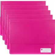 Marbig Polypick Document Wallet Heavy Duty A4 Pink Pack 5