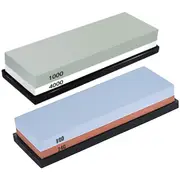 240/800+1000/4000 Dual Whetstone Set Knife Sharpening Water Stone Wet Sharpener with Non-Slip Stand Holder