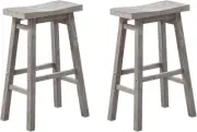 Sonoma Backless Saddle Kitchen Bar Stools - Storm Gray Wire-Brush - Set of 2