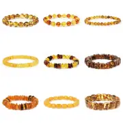 Amber Honey Wax Energy Beads Bracelet Reiki Crystal Heal Stretchable Bracelet 7"