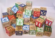 15 Wood ABC Blocks Parrot Bird Toy Parts Wood Blocks Wooden 1-1/8" W/ Hole