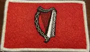 Irish Ireland Harp Flag Patch W/ VELCRO® Brand Fastener Red & Black White Border