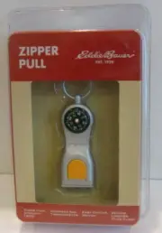 EDDIE BAUER ZIPPER PULL COMPASS, THERMOMETER, FLASH LIGHT FOR HUNTING & CAMPING