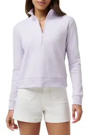 TravisMathew Cloud Half Zip Pullover in Heather Orchid Petal at Nordstrom, Size X-Small