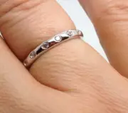 eternity studded band ring solid Sterling Silver cubic zirconia new.