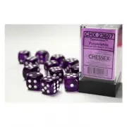 Dice - 16mm - Translucent Purple/White ( Dice Set 12 X W6)