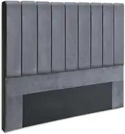 Artiss Bed Head Headboard Double Size Bedhead Velvet Frame Base VELA Grey